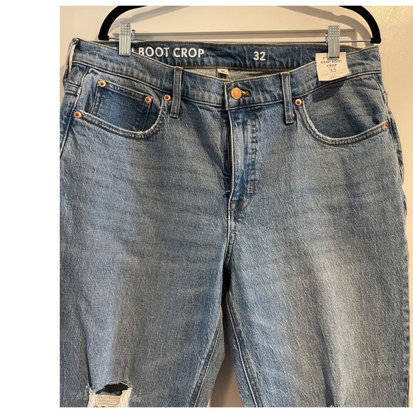 J Crew 9" Billie Demi Boot Crop Light Wash Jeans Size 32 NWT Cropped Kick Leg - Picture 3 of 13
